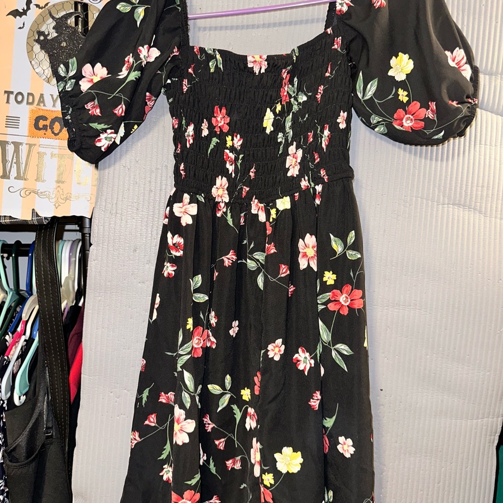 Streetwear Society Black and Pink Puff Sleeve Sundress